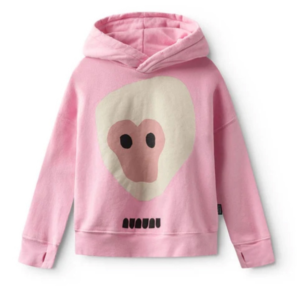 NUNUNU Pink Monkey Around Sweatshirt Hoodie 3-4